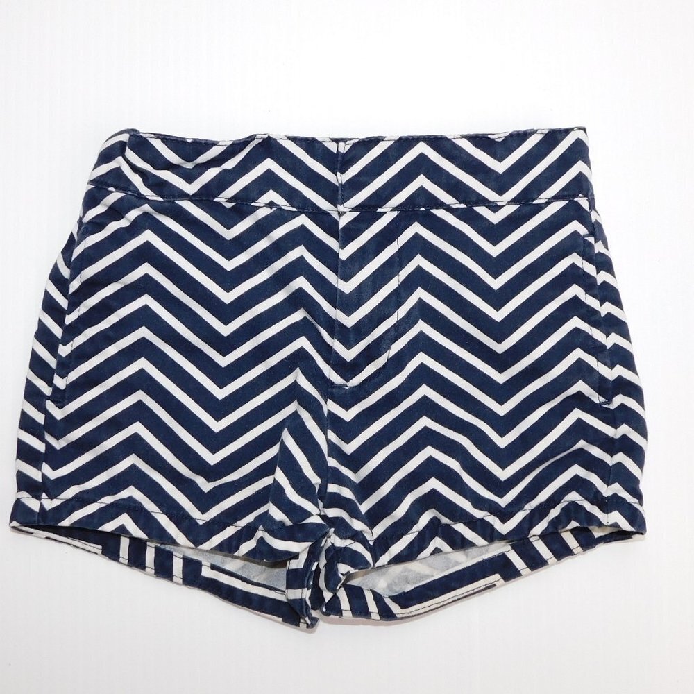 Gap Blue White zig zag Striped Shorts Toddler Girls 2T adjustable waist